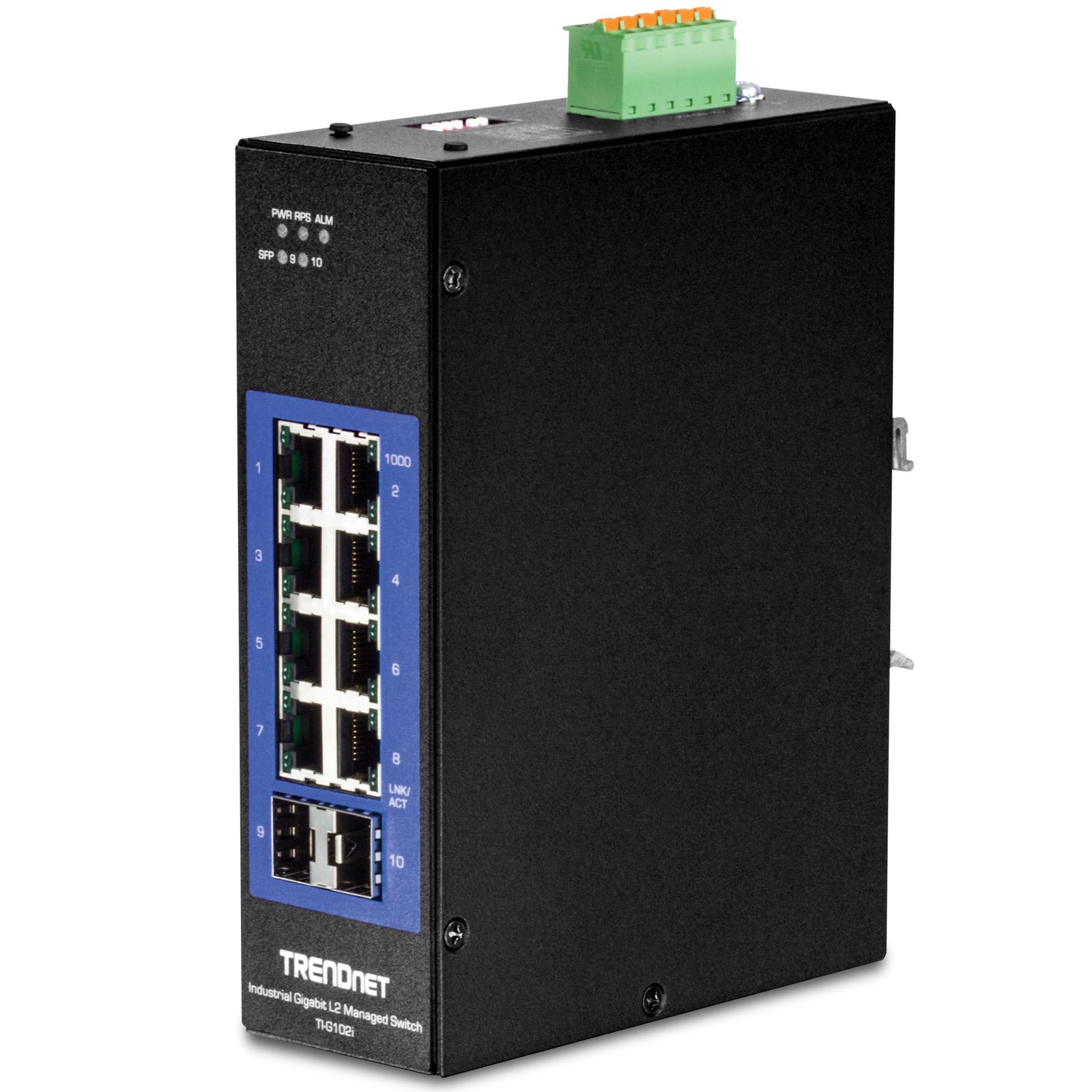 TRENDnet 10-Port Industrial Gigabit L2 Managed DIN-Rail Switch, Black