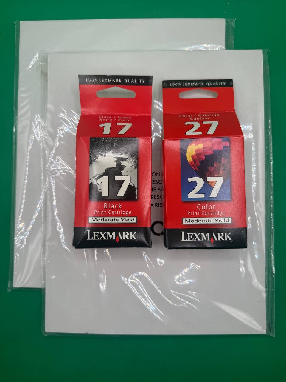 Lot Lexmark 17 27 Ink Cartridge Boxes w/ Canon HR-101 Paper Mixed EN