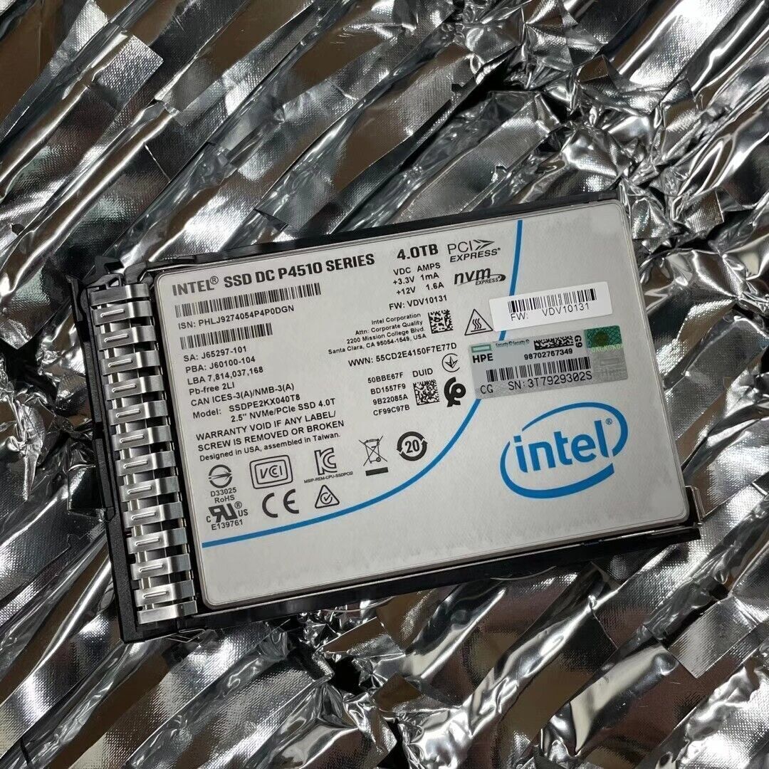 Intel P4510 4TB SSD Series DC NVME U.2 2.5" SSDPE2KX040T8PH Solid State Drive HP