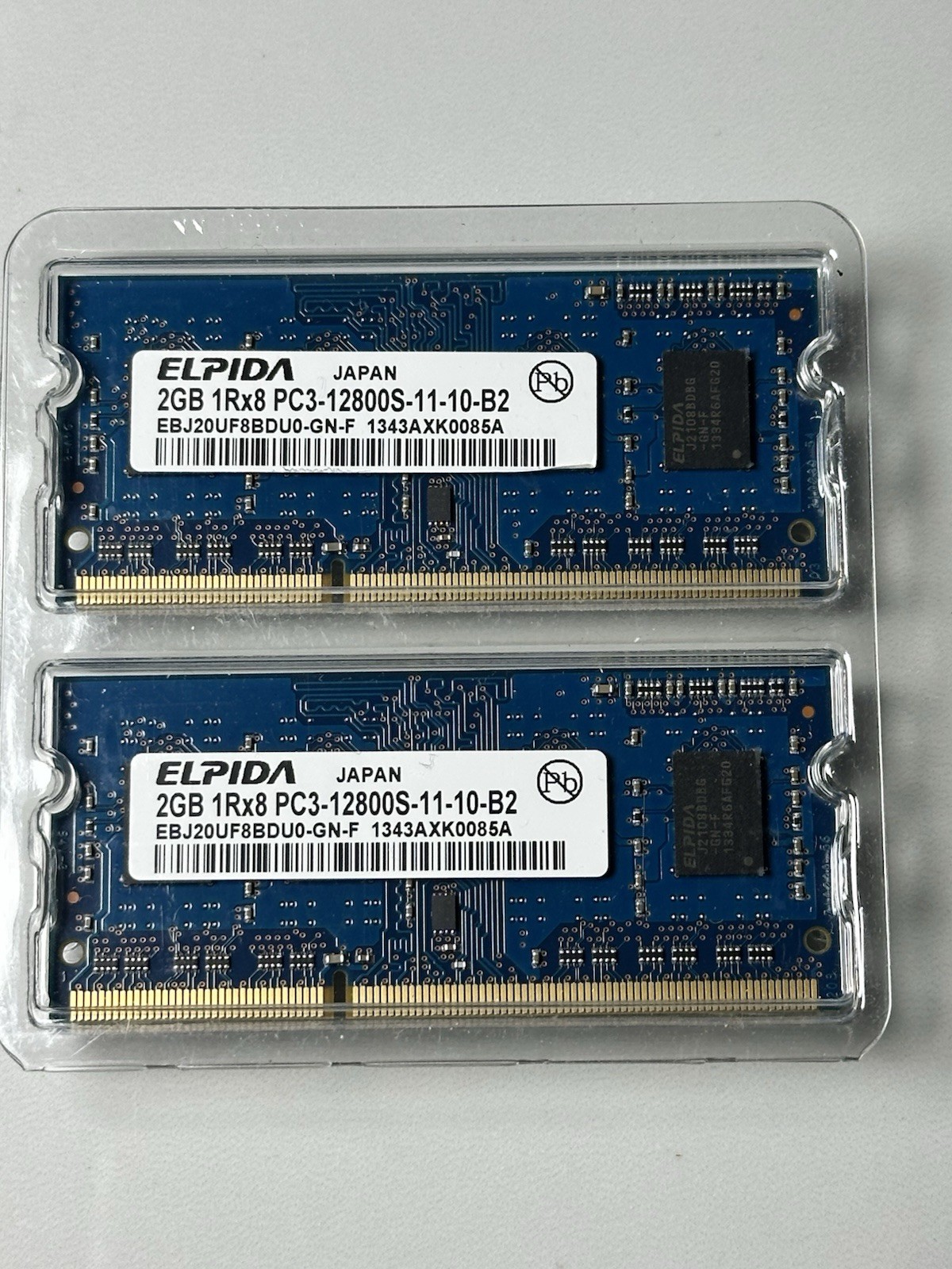     2x Elpida 2GB DDR3 SO-DIMM PC3-12800S 1600MHz Laptop RAM EBJ20UF8BDU0-GN-F