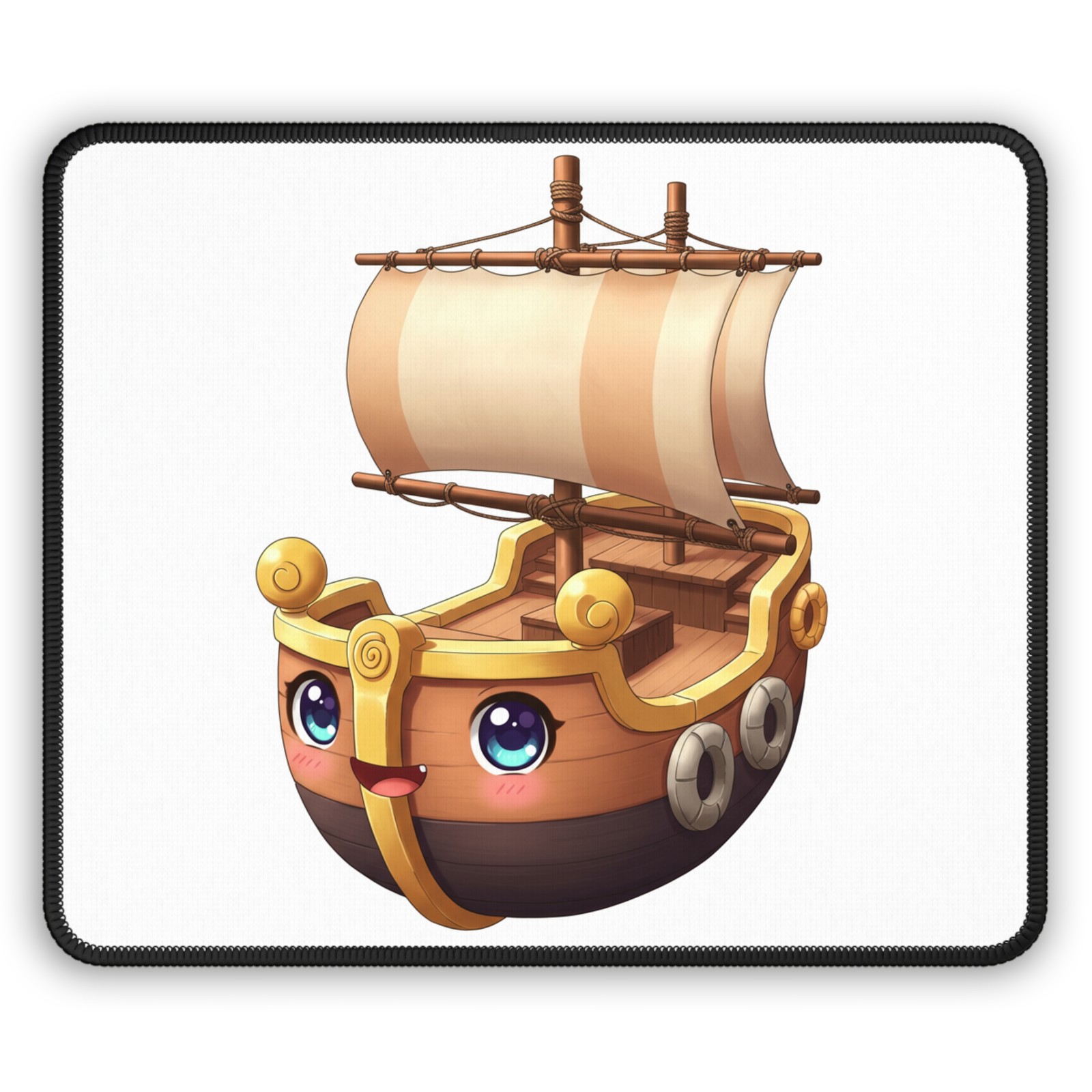 Cute Cartoon Pirate Ship Gaming Mouse Pad | Kawaii Ship Desk Mat