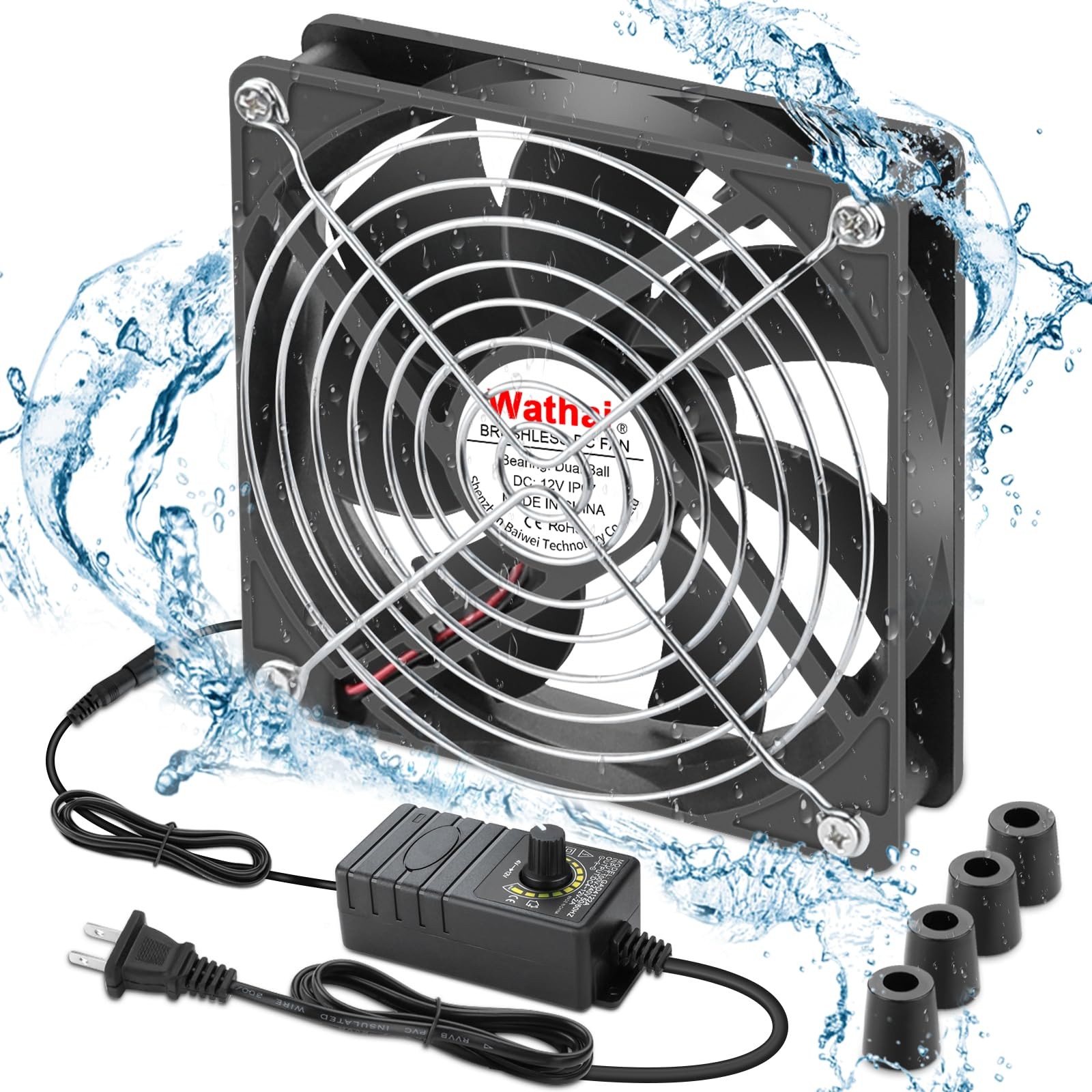 Wathai 120mm Waterproof Small Box Fan IP67 12V Computer AC 110v 120v