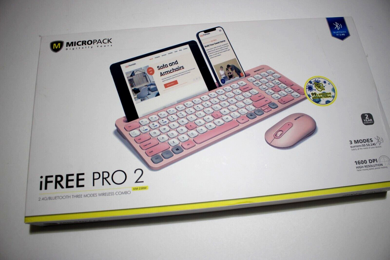 MICROPACK IFREE PRO 2 BLUTOOTH 2.4G 3 MODES MOUSE KEYBOARD 1600DPI