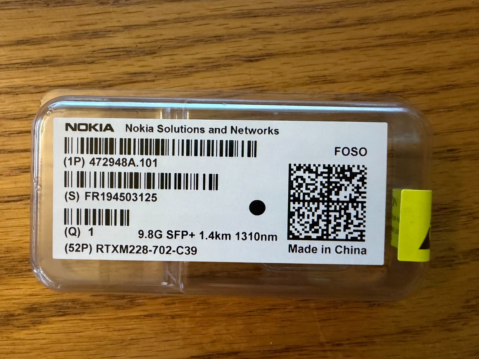 New NOKIA FOSO 472948A.101 SM 9.8G SFP+ 1.4km 1310nm CPRI