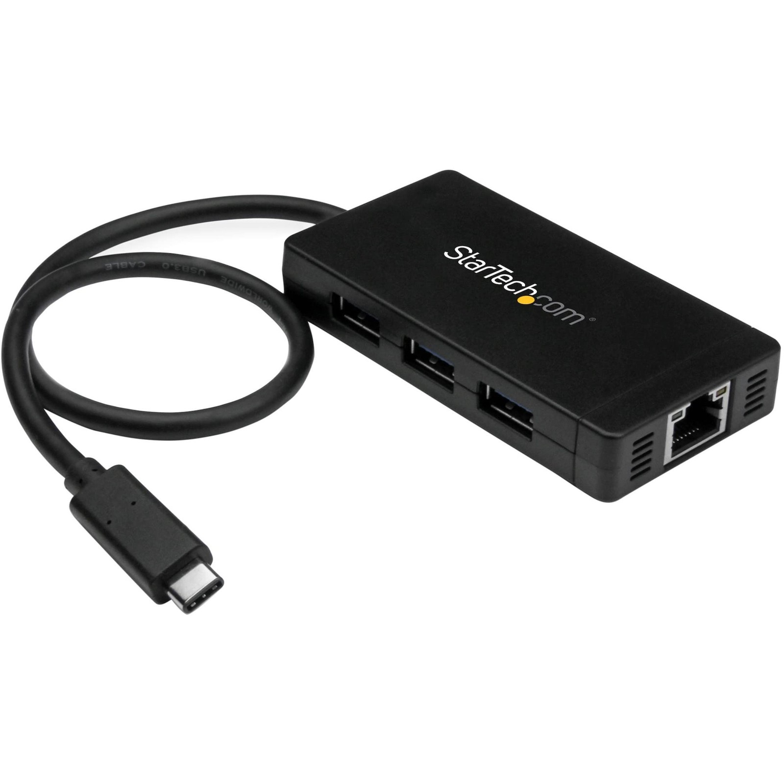 StarTech.com 3 Port USB C Hub with Ethernet - USB-C to 3x USB-A w/ Power Adapter