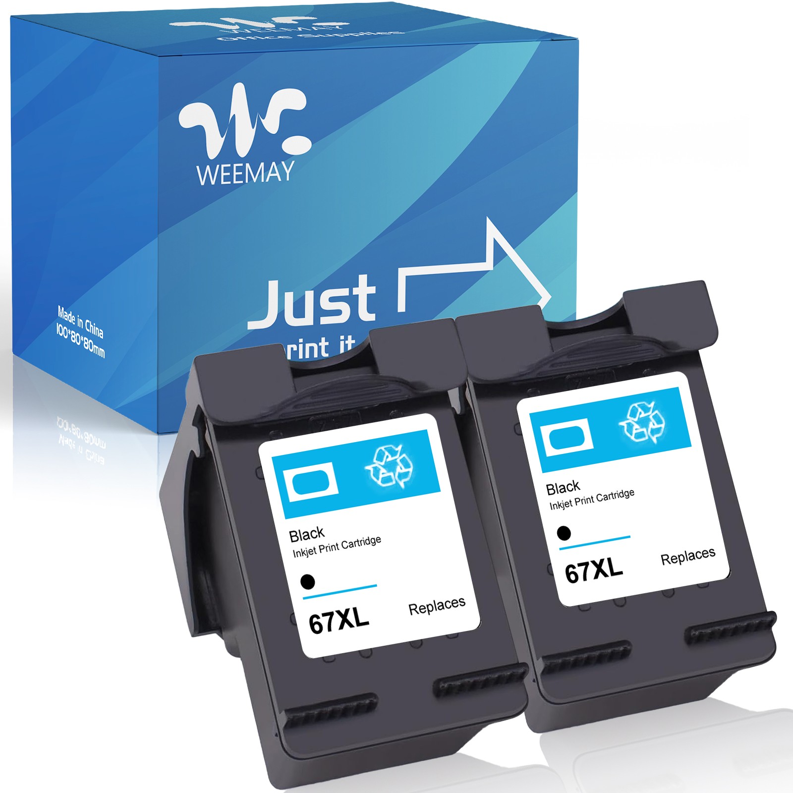 2 PACK 67XL Ink Cartridges Black for HP DeskJet 2752 2700 Envy 6400 6000 4100
