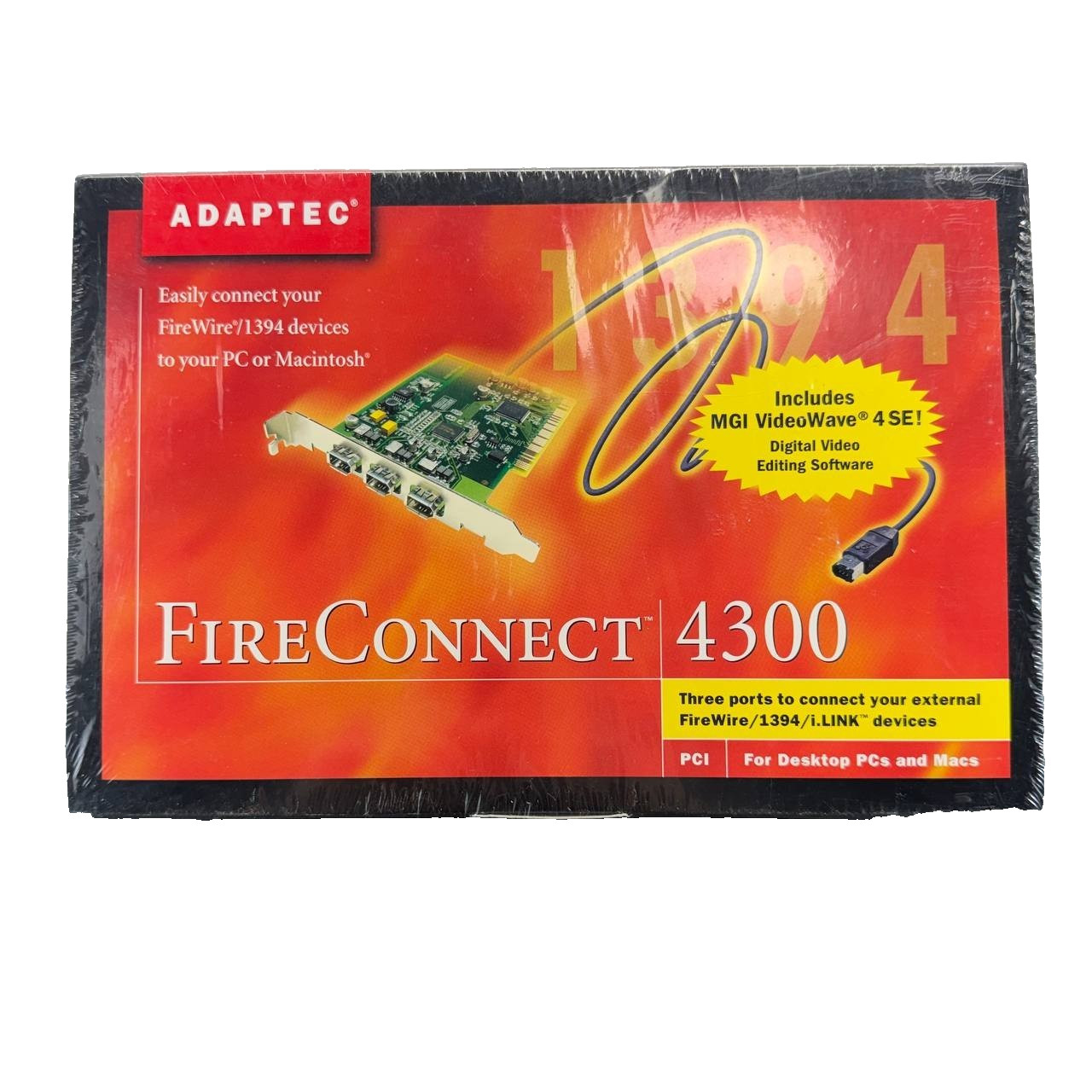 Adaptec FireConnect 4300 PCI FireWire 1394 Card AFW-4300 New Sealed Vintage Mac
