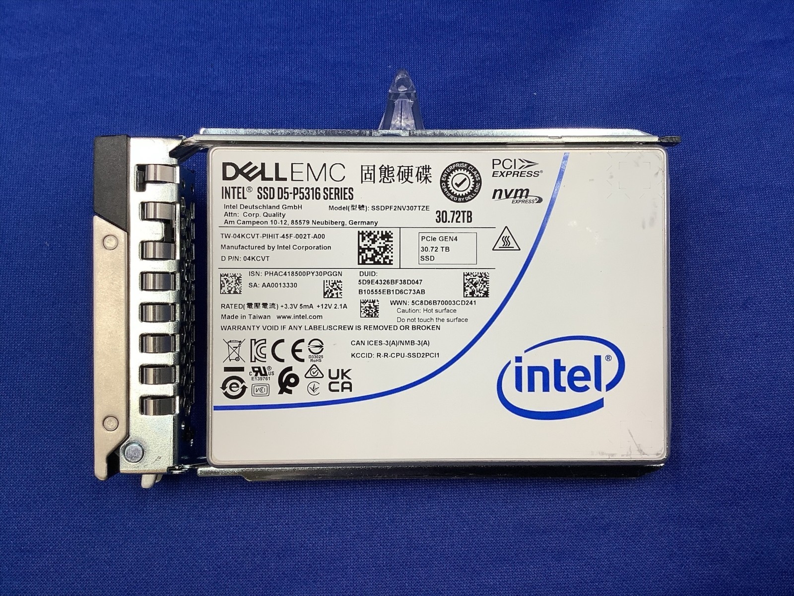 4KCVT DELL EMC  30.72TB QLC PCIe4.0 x4 NVMe 2.5IN U.2 SSD 04KCVT  SSDPF2NV307TZE