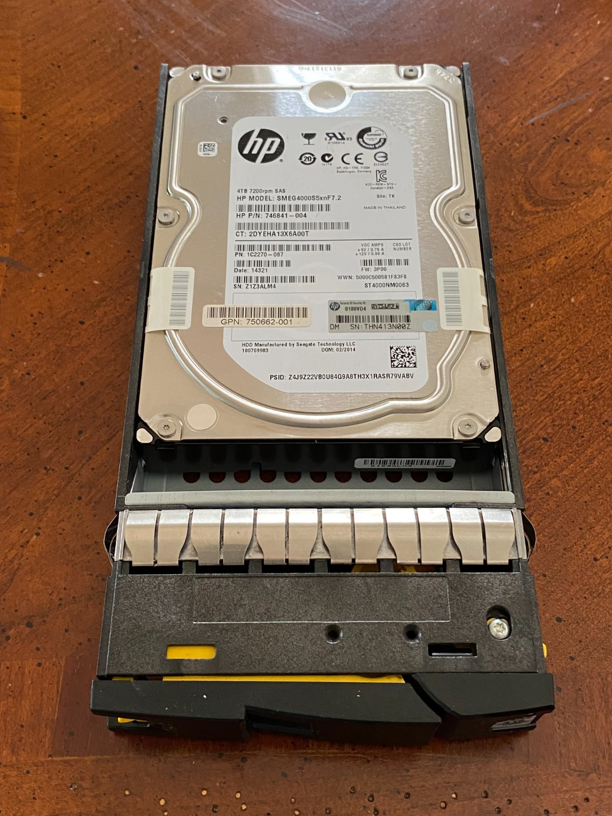 HP Seagate SED 4TB 7200RPM SAS 6GB/s 3.5" HDD w/Caddy (746841-004 ST4000NM0063)