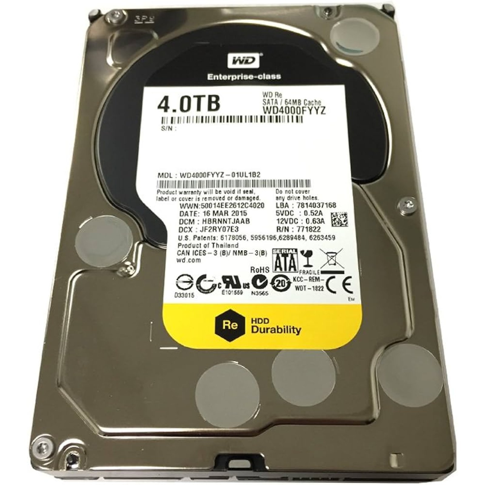 Western Digital WD4000FYYZ Re 4TB Datacenter Capacity Hard Disk Drive - 7200 RPM