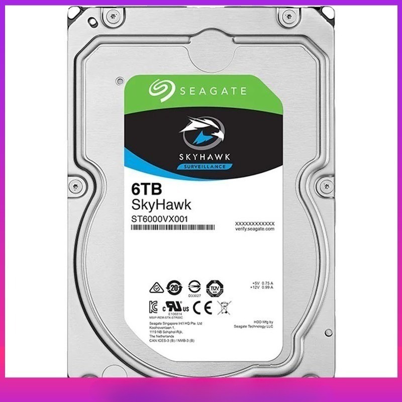 ST6000VX001 Seagate SkyHawk 6TB 3.5" Internal Hard Drive Disk SATA 6.0Gb/s