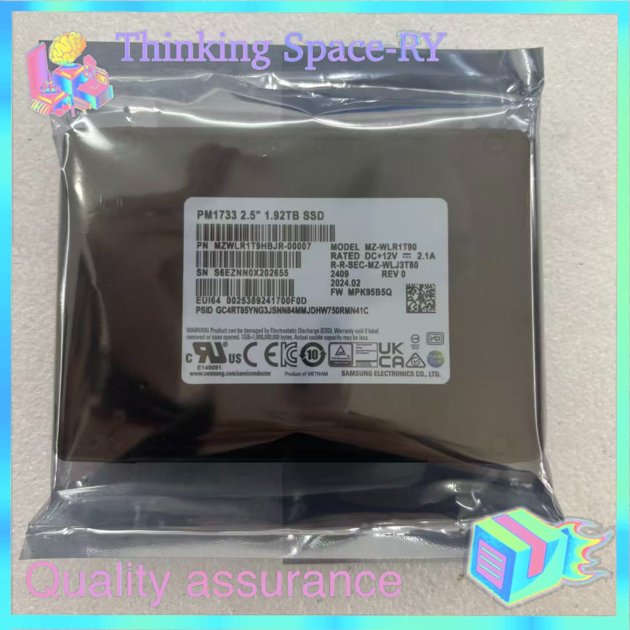 Samsung MZWLR1T9HBJR-00007 MZ-WLR1T90 PM1733 NVMe 1.92TB 2.5 in SSD Hard Drive