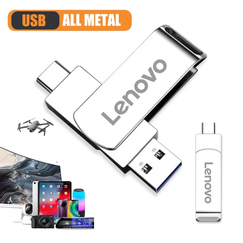 Lenovo USB 3.2 512GB OTG Flash Drive USB-C Type-C Metal Memory Stick Pen Drive