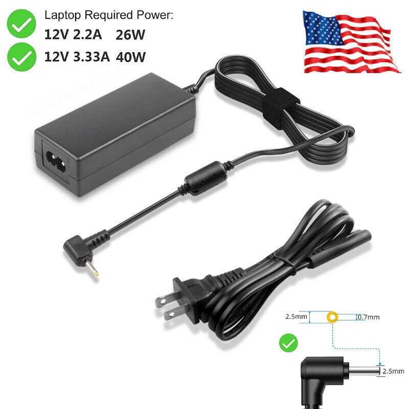 For Samsung Chrome Notebook Power Adapter 40W 12V 3.33A 2.2A AC Laptop Charger