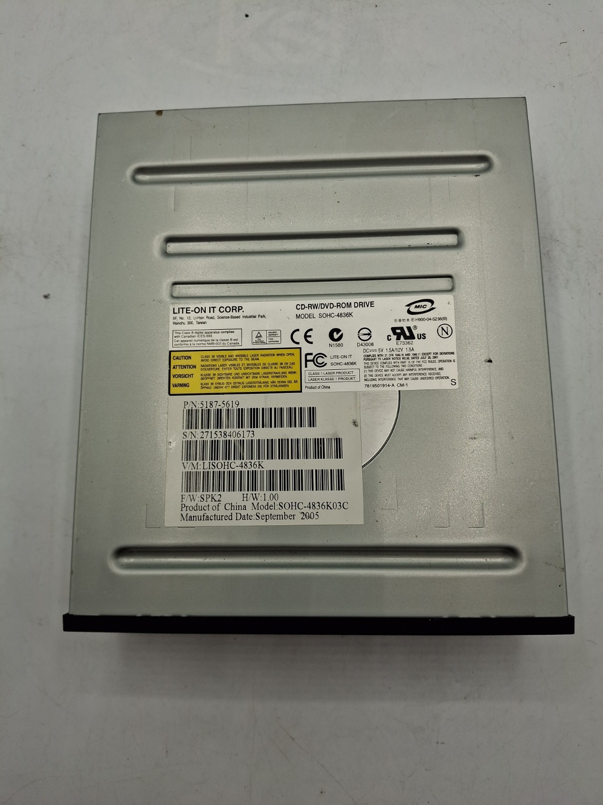 LITE-ON SOHC-4836K CD-RW/DVD ROM DRIVE 5187-5619