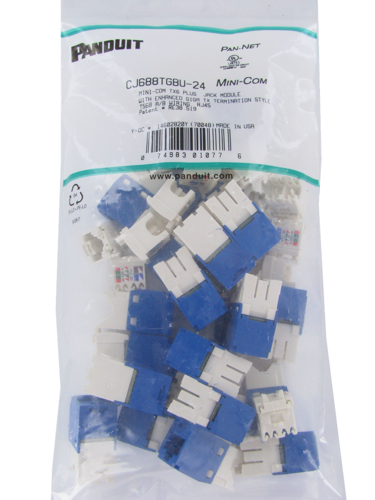 (24-PACK) Panduit CJ688TGBU-24 Cat6 Mini-Com Jack Module, Blue GENUINE ~STSI