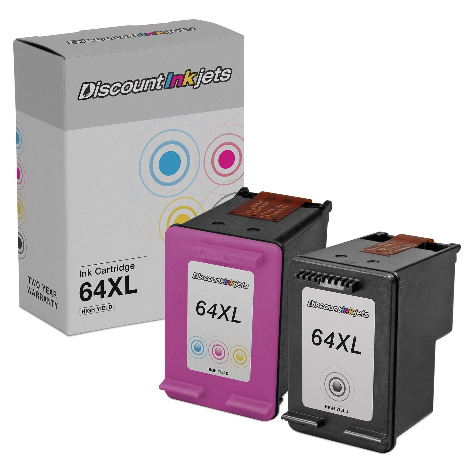 2pk Reman Ink Cartridge for HP 64XL N9J92AN N9J91AN Black & Color 6255 7155 7855