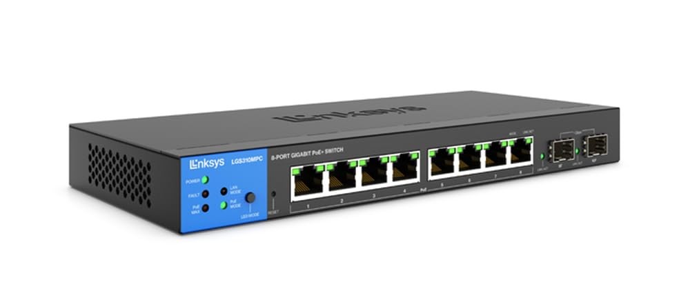 LINKSYS LGS310MPC 8-PORT MANAGED POE+ SWITCH - BLACK
