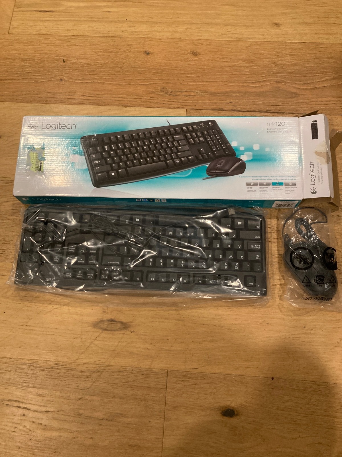 New In Box Logitech MK120 Wired Keyboard  & Mouse