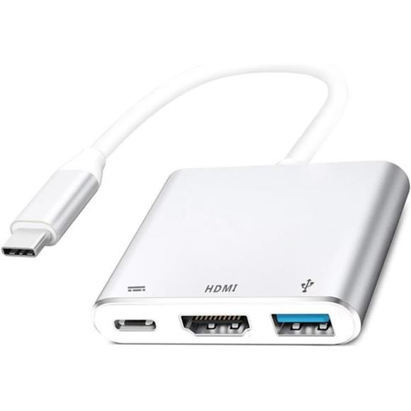 QCEs USB C to HDMI Adapter, USB-C Digital AV Multiport Adapter with 4K Silver
