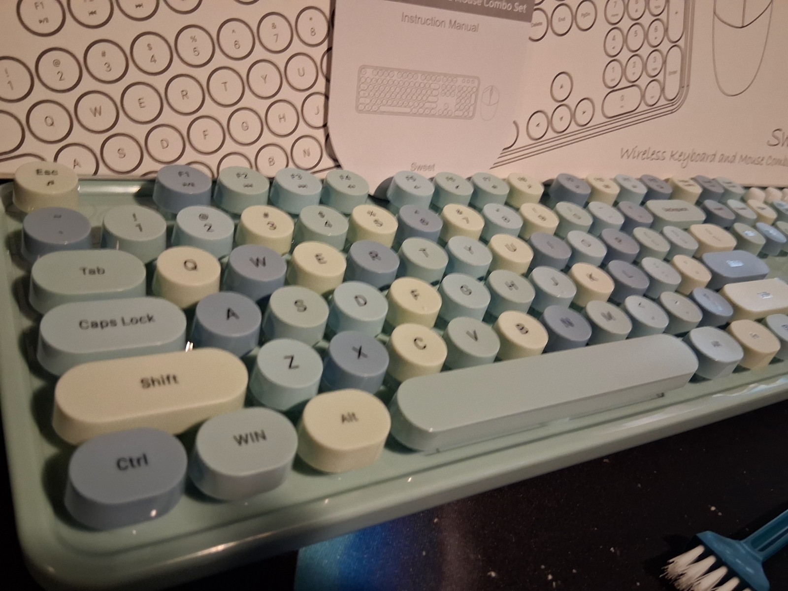 mixed blue key board and mouse retro