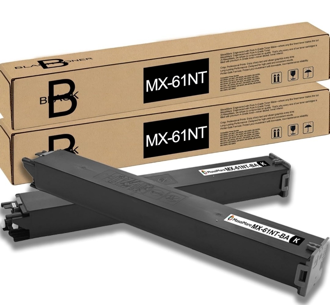 Compatible Black Toner for Sharp MX-61NT, MX2651, MX3070, MX3071, 2pk