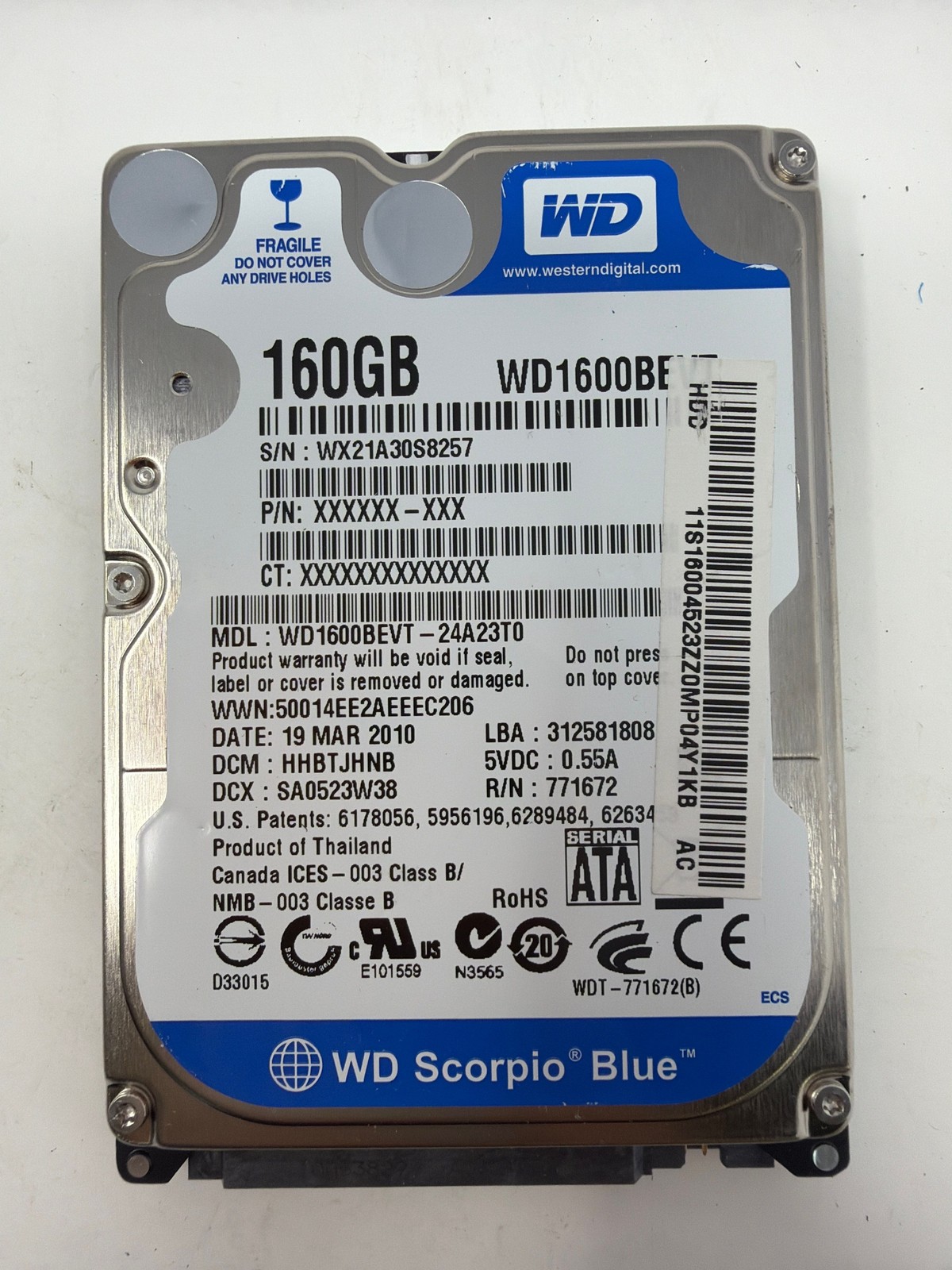 Western Digital WD1600BEVT-24A23T0 160GB SATA Grade B