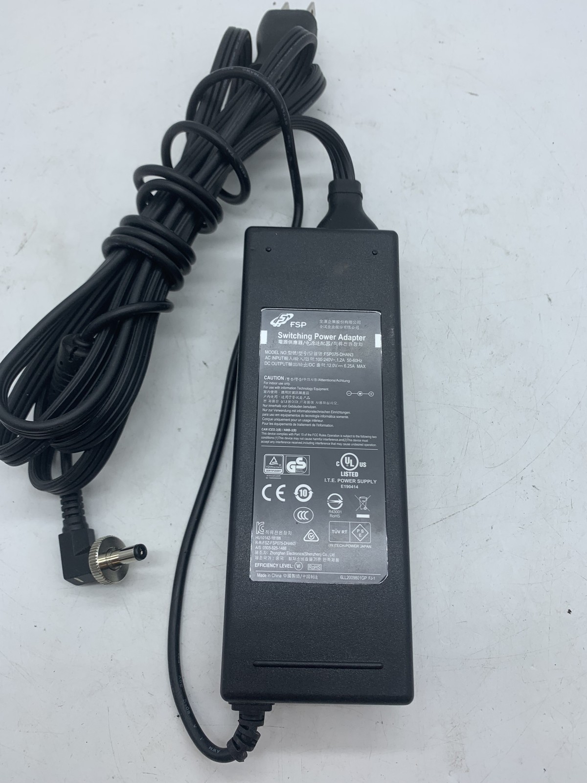 FSP FSP075-DHAN3 12V 6.25A Screw Lock Power Adapter ~ 