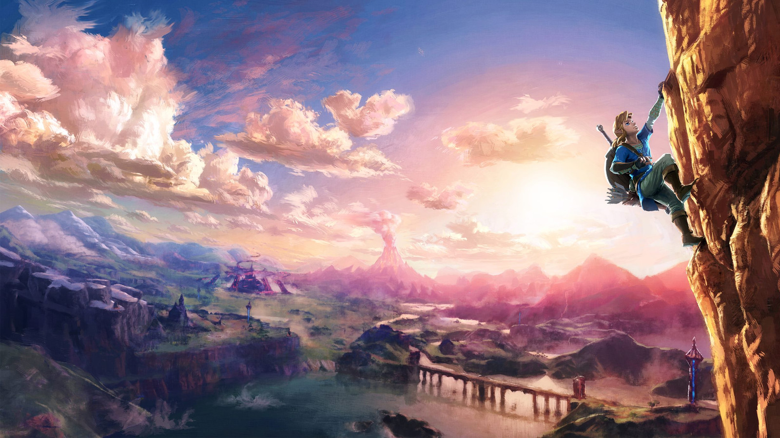 Landscape  the legend of zelda link zelda breath wild Custom Gaming Mat Desk