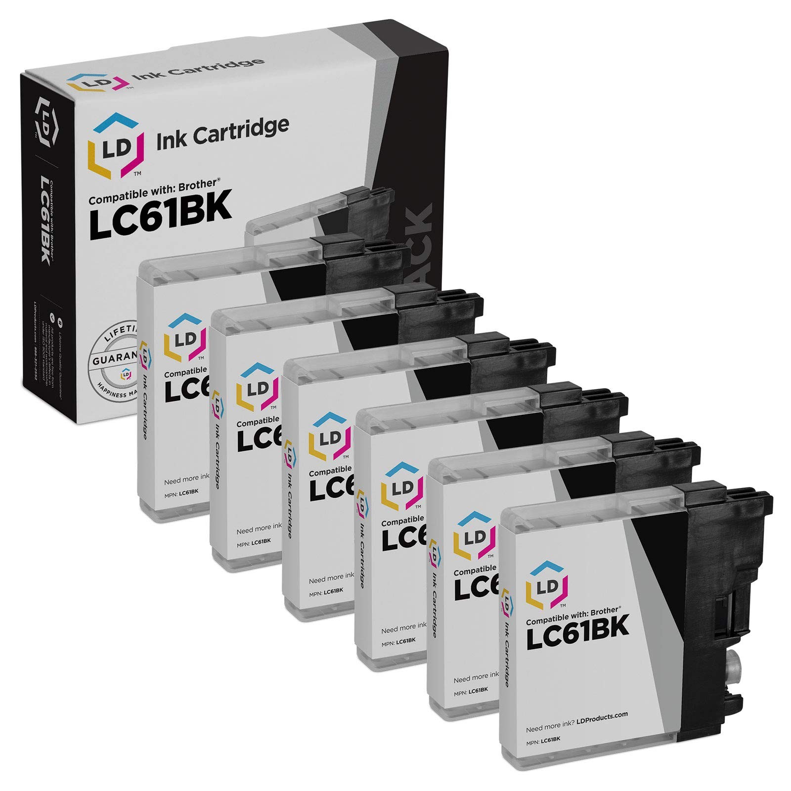 LD Compatible 5PK LC61BK Brother LC61 Black Ink Cartridge MFC-5895cw DCP-585CW