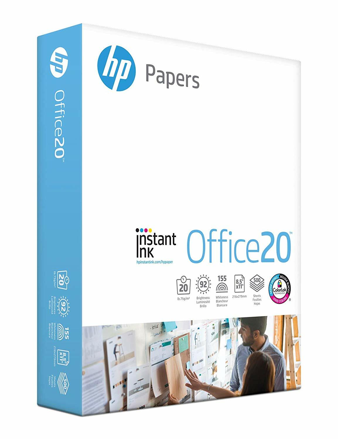 HP Office20 Printer Paper, White Letter Size 8.5" x 11", One Ream / 500 Sheets