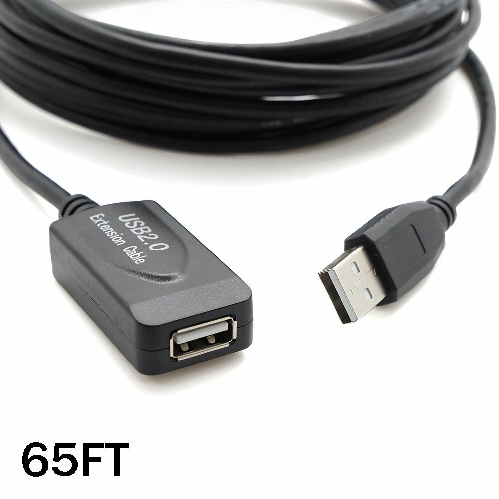 65Ft USB 2.0 Active Repeater Male to Female M/F Extension Extender Booster Cable