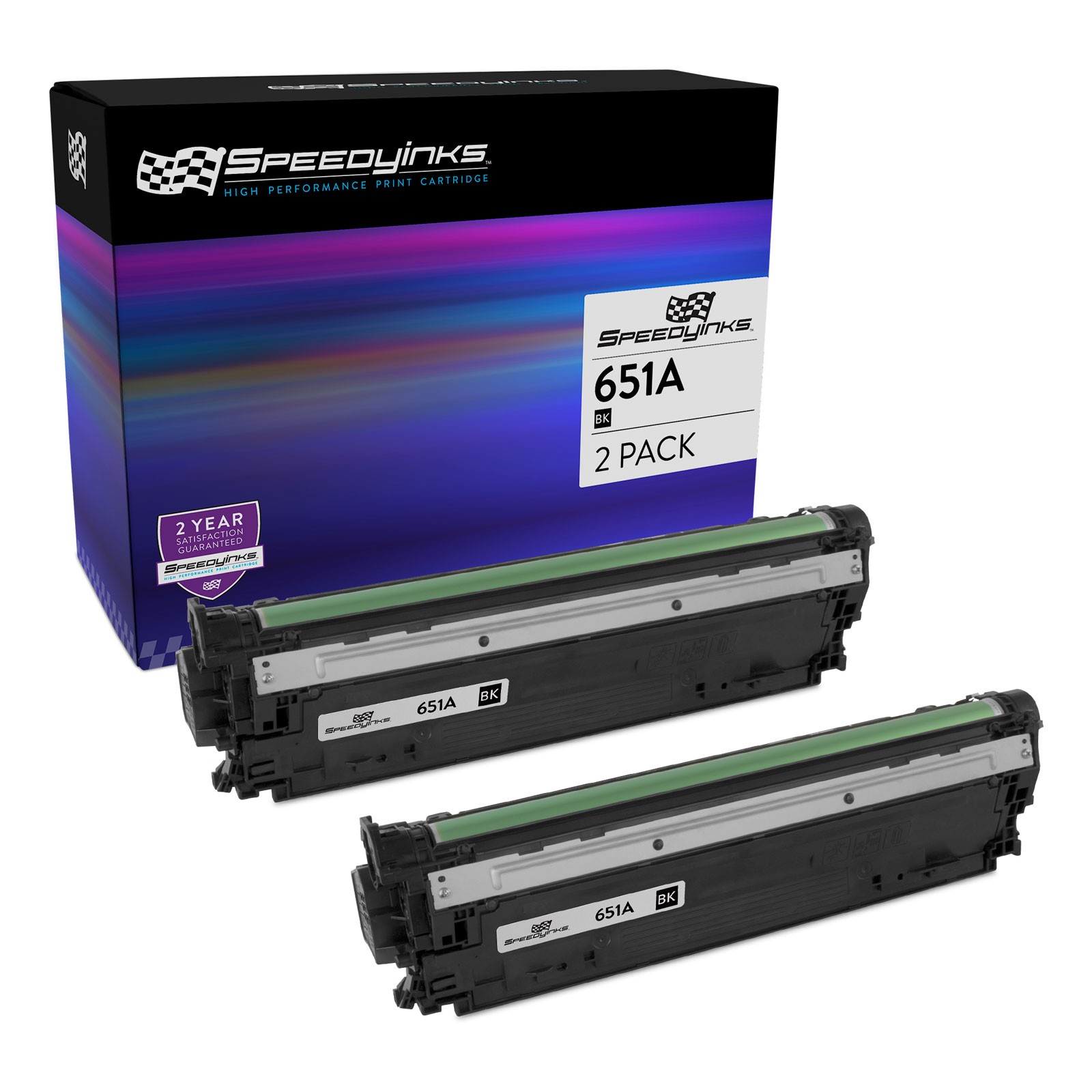 2PK Reman Toner Cartridge for HP 651A Black, CE340A 13,500* Page Yield
