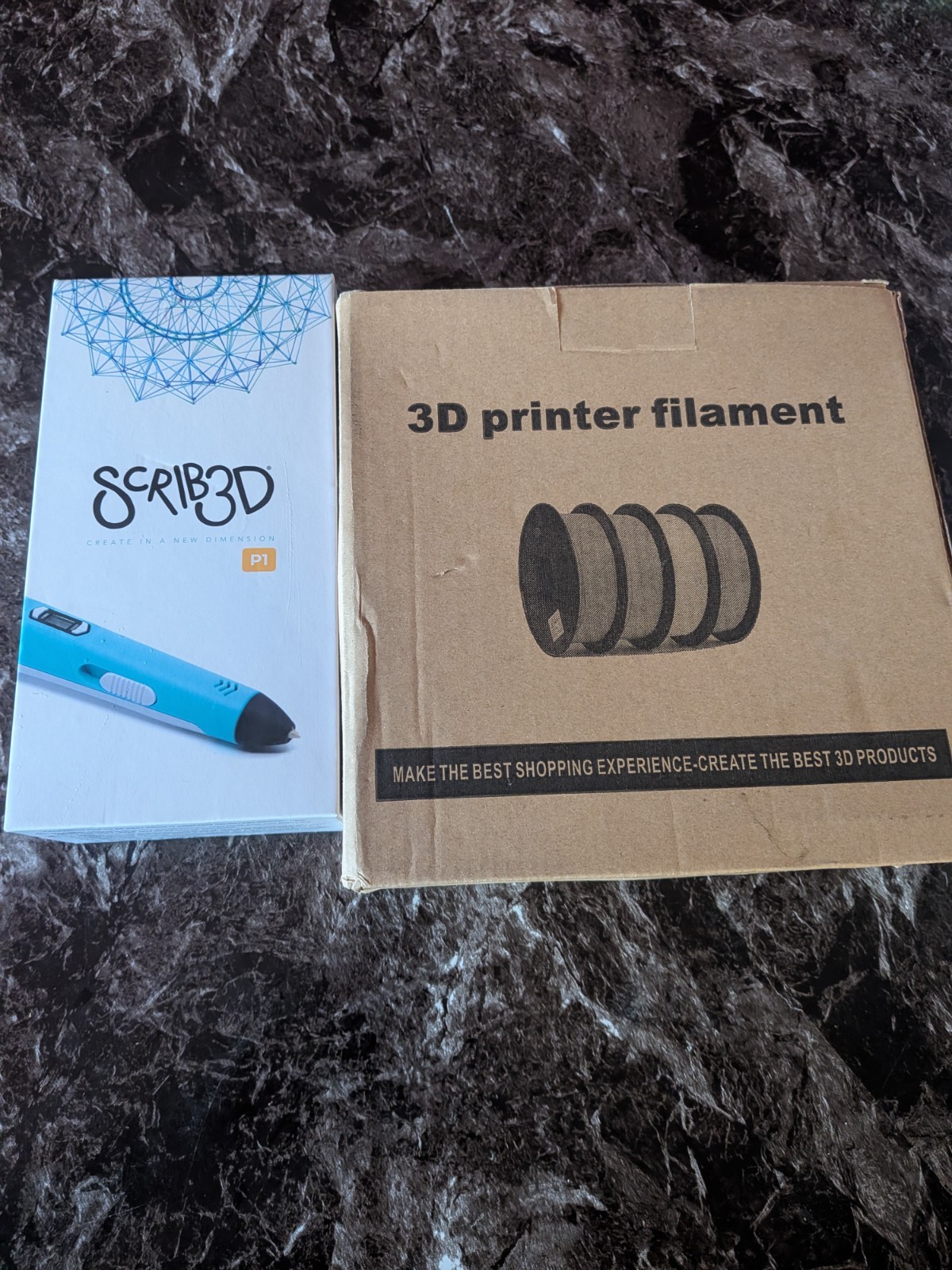 SCRIB3D P1 3D Printing Pen + 1.75mm Silk Silver Filament Spool NEW