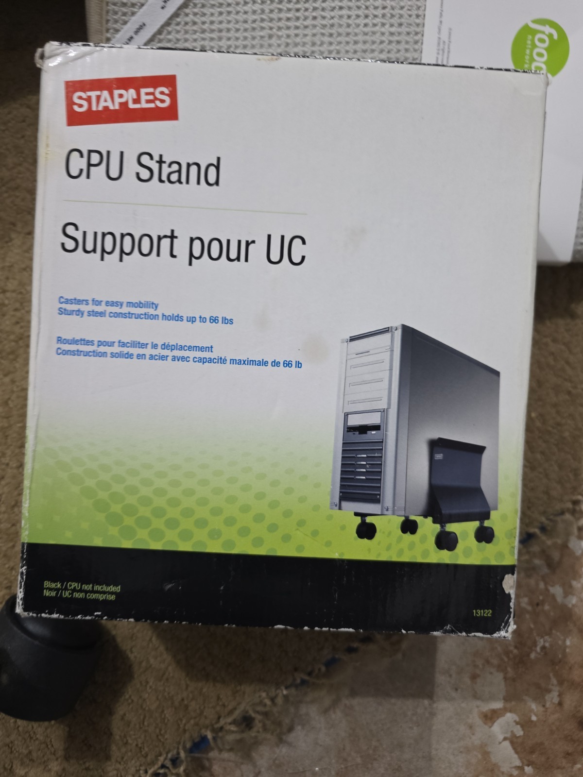Vintage Staples CPU Stand, Steel Stand Cart w/ Lockable Rolling Wheels/ Black