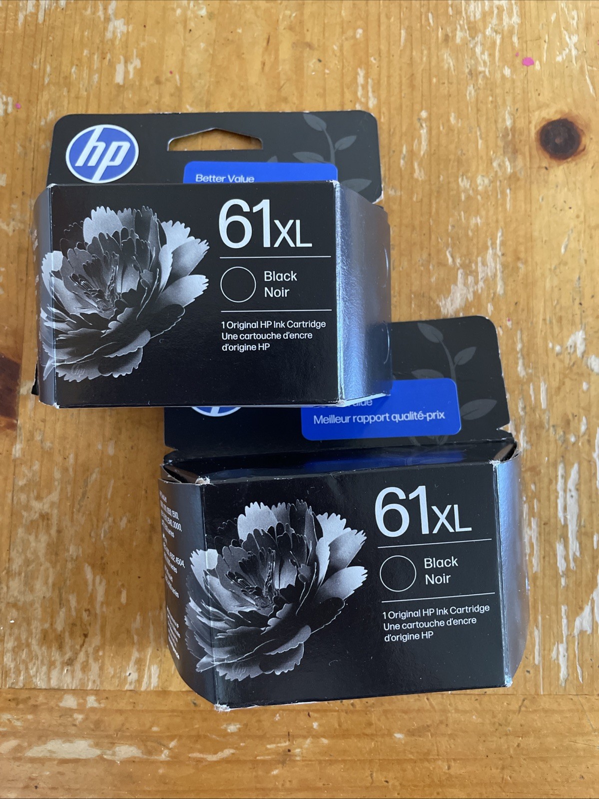 2 Packs HP 61XL Black Ink Cartridges Genuine EXP 01/28 New