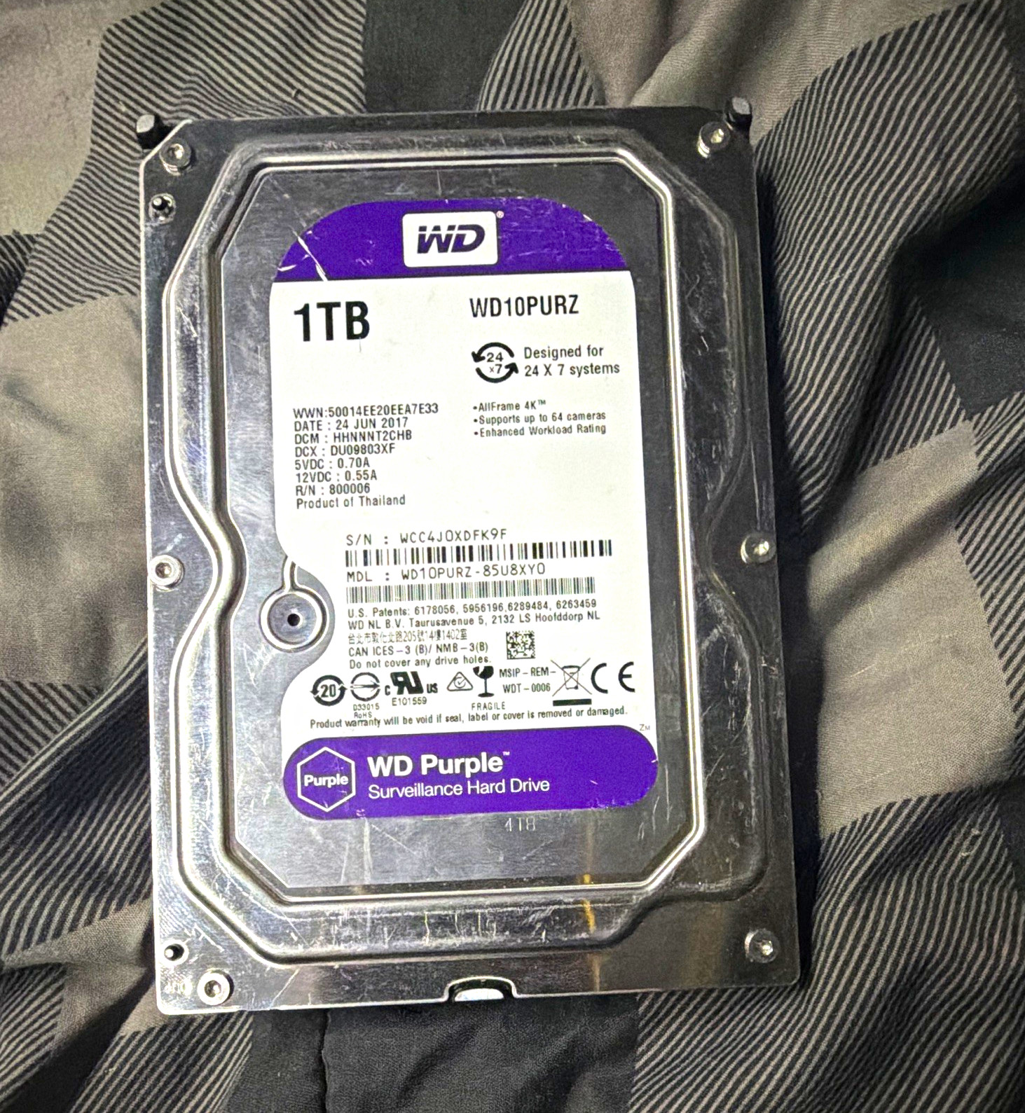 Western Digital WD Purple 1TB 5400RPM 64MB SATA III 3.5" HDD WD10PURZ