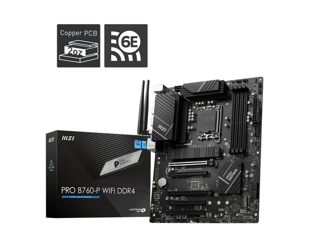MSI PRO B760-P WIFI DDR4 LGA 1700 (12th/13th/14th Gen) motherboard, WiFi