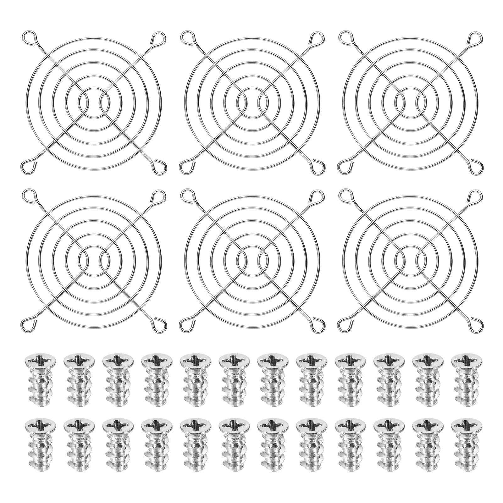6 Pcs 80mm Fan Finger Grill Metal Ventilation Grill Cover with Screws, Silver