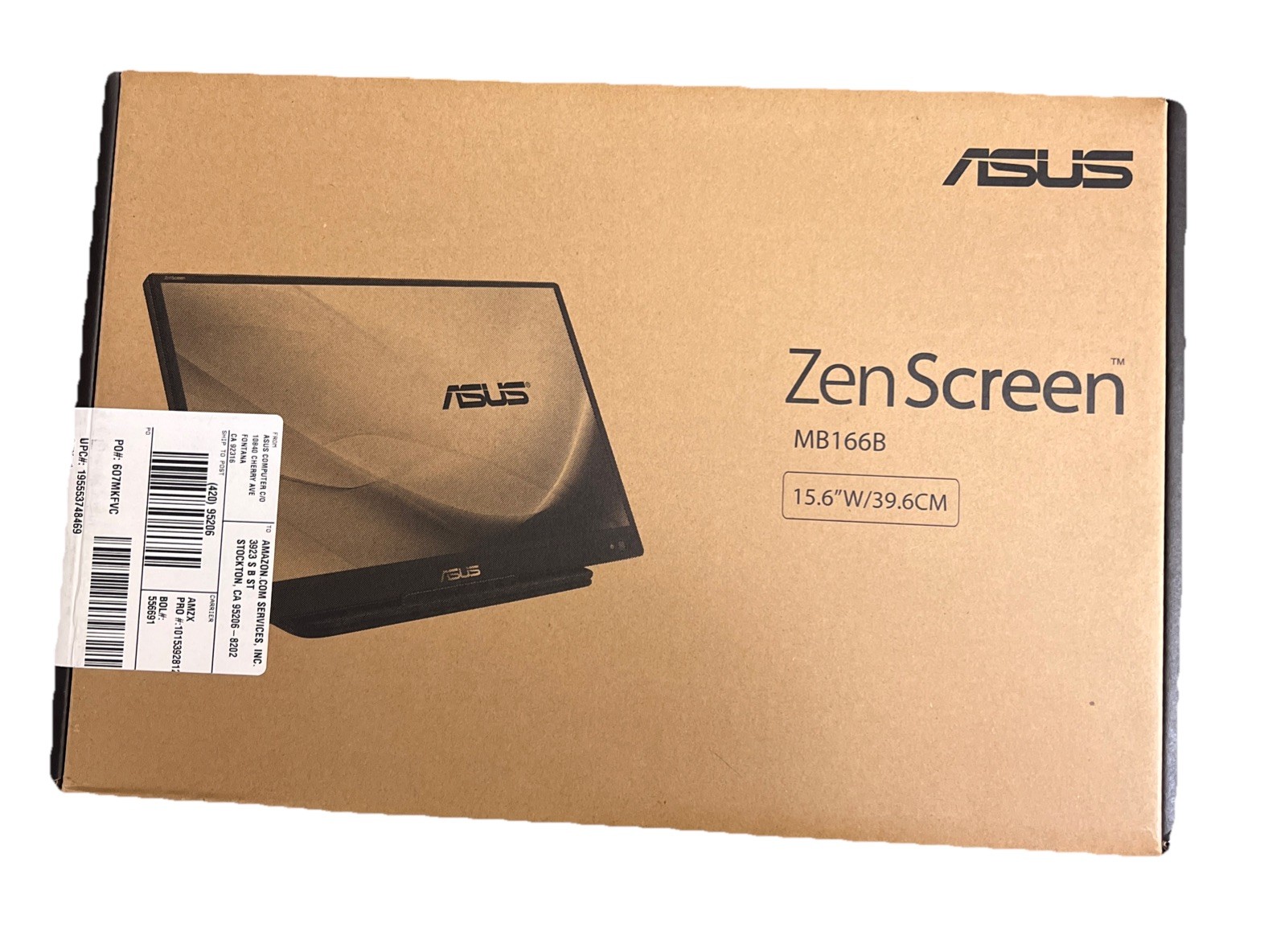New ASUS zen screen MB166B 15.6" W/39.6cm Portable Monitor factory sealed 