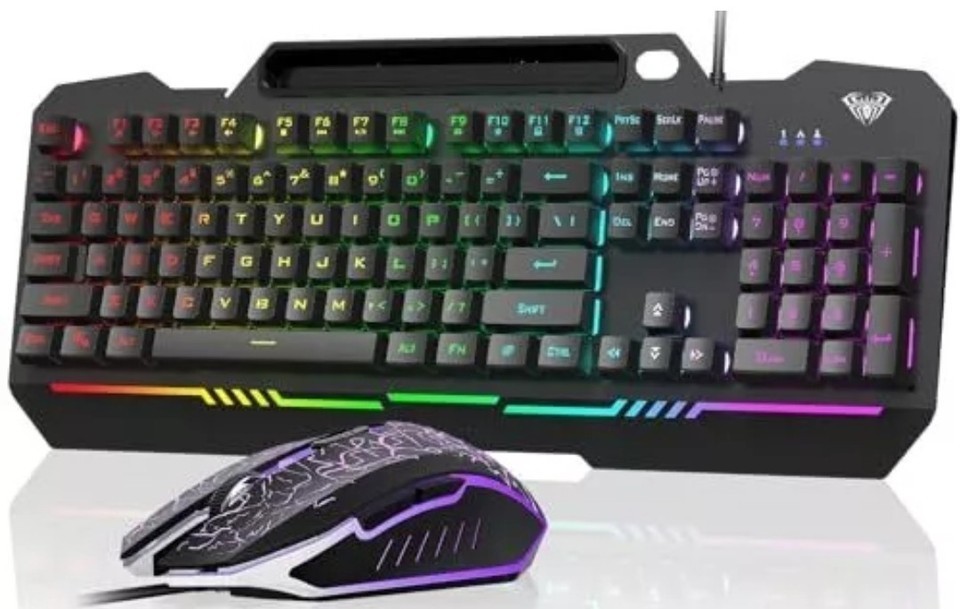 AULA Gaming Keyboard, T102 104 Keys Gaming Keyboard and Mouse Combo with RGB