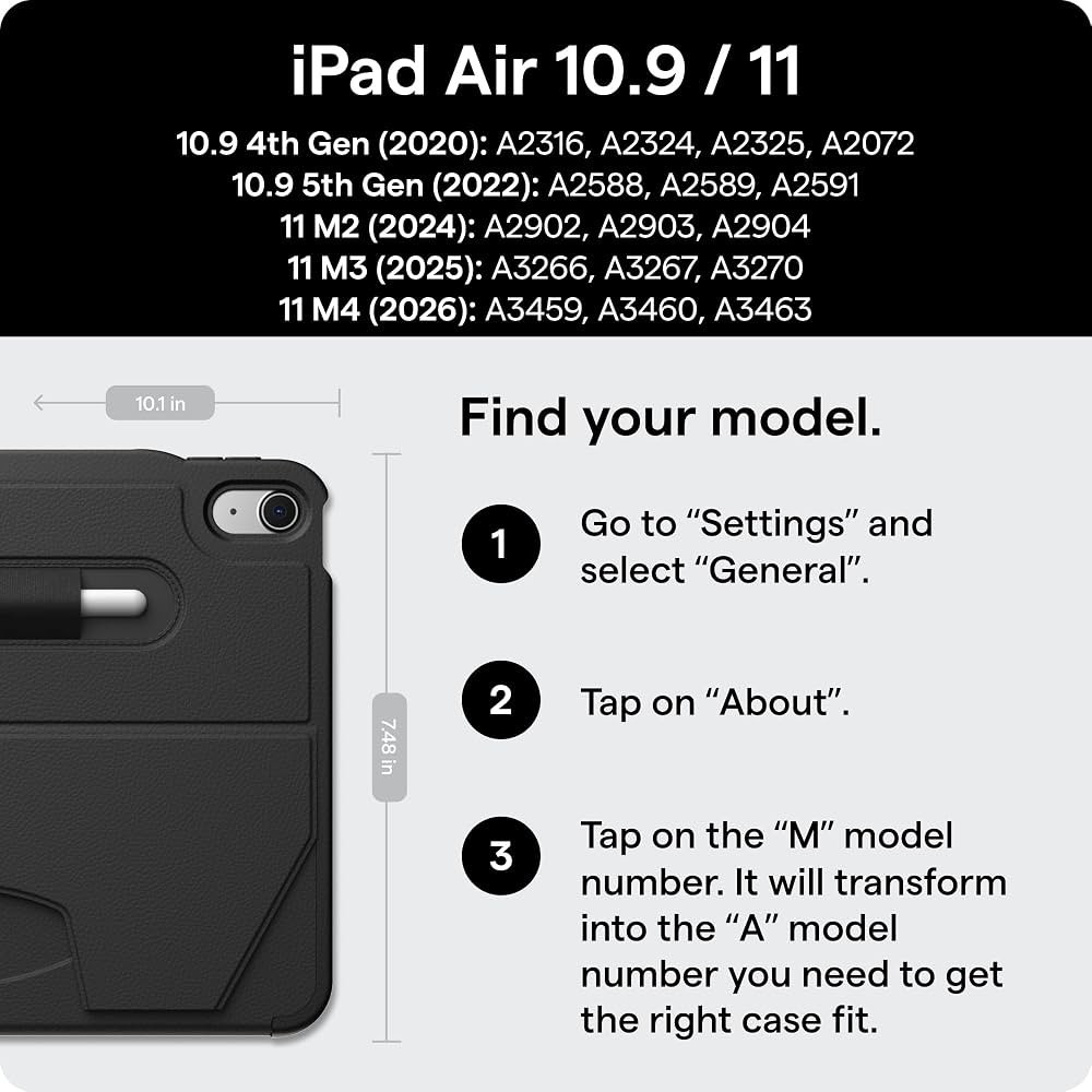 ZUGU Case for iPad Air 11 inch (M2/M3/M4) iPad Air 10.9 Gen 5/4...