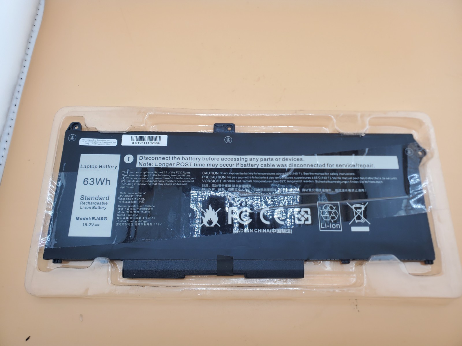 Dell Laptop Battery RJ40G 63Wh 15.2V 4145mAh Rechargeable Li-Ion Battery