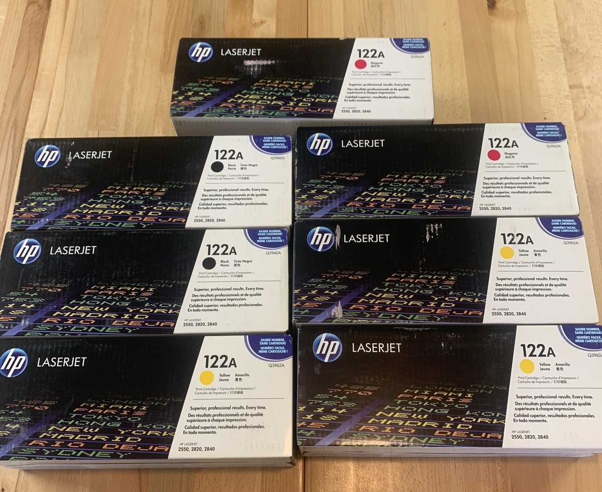 Lot of 7 Genuine OEM HP 122A Toner New Sealed Yellow Magenta Black Bundle