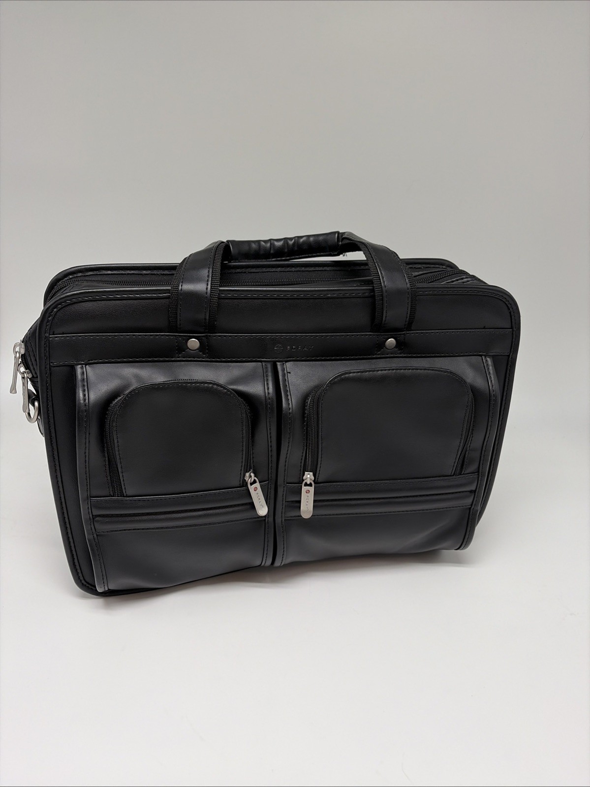 Foray Black Laptop Briefcase Business Carrying Case Shoulder Bag Multiple Pocket
