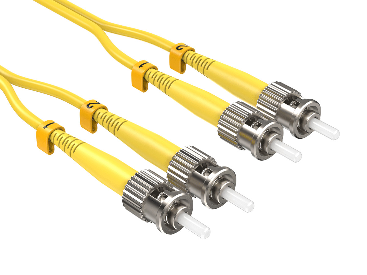 2m OS2 ST to ST UPC Duplex Corning Fiber Optic Cable SingleMode 9/125 OFNR Ra...