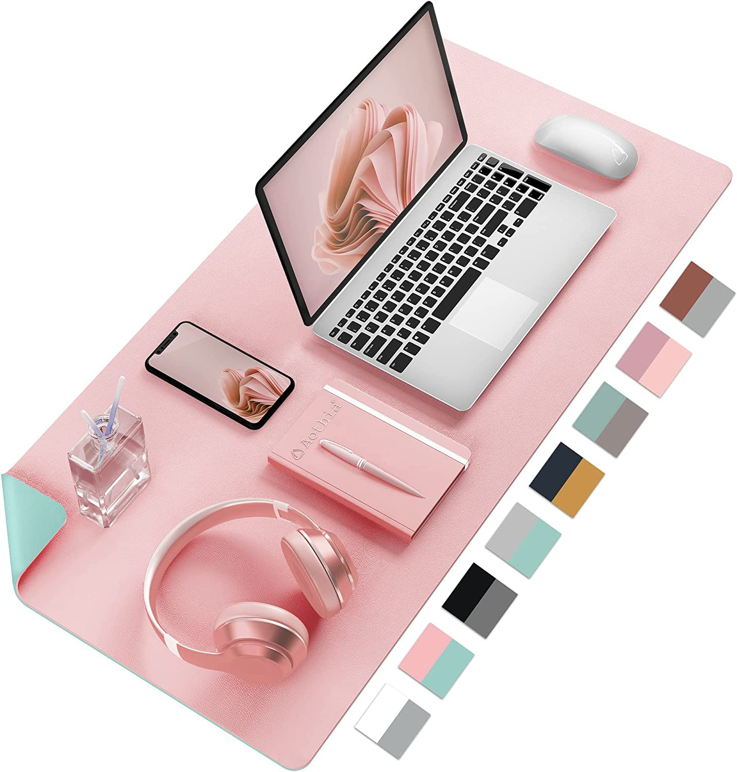 Double-Sided PU Leather Desk Pad - Non-Slip Large Mouse Pad & Desk Mat for Offic