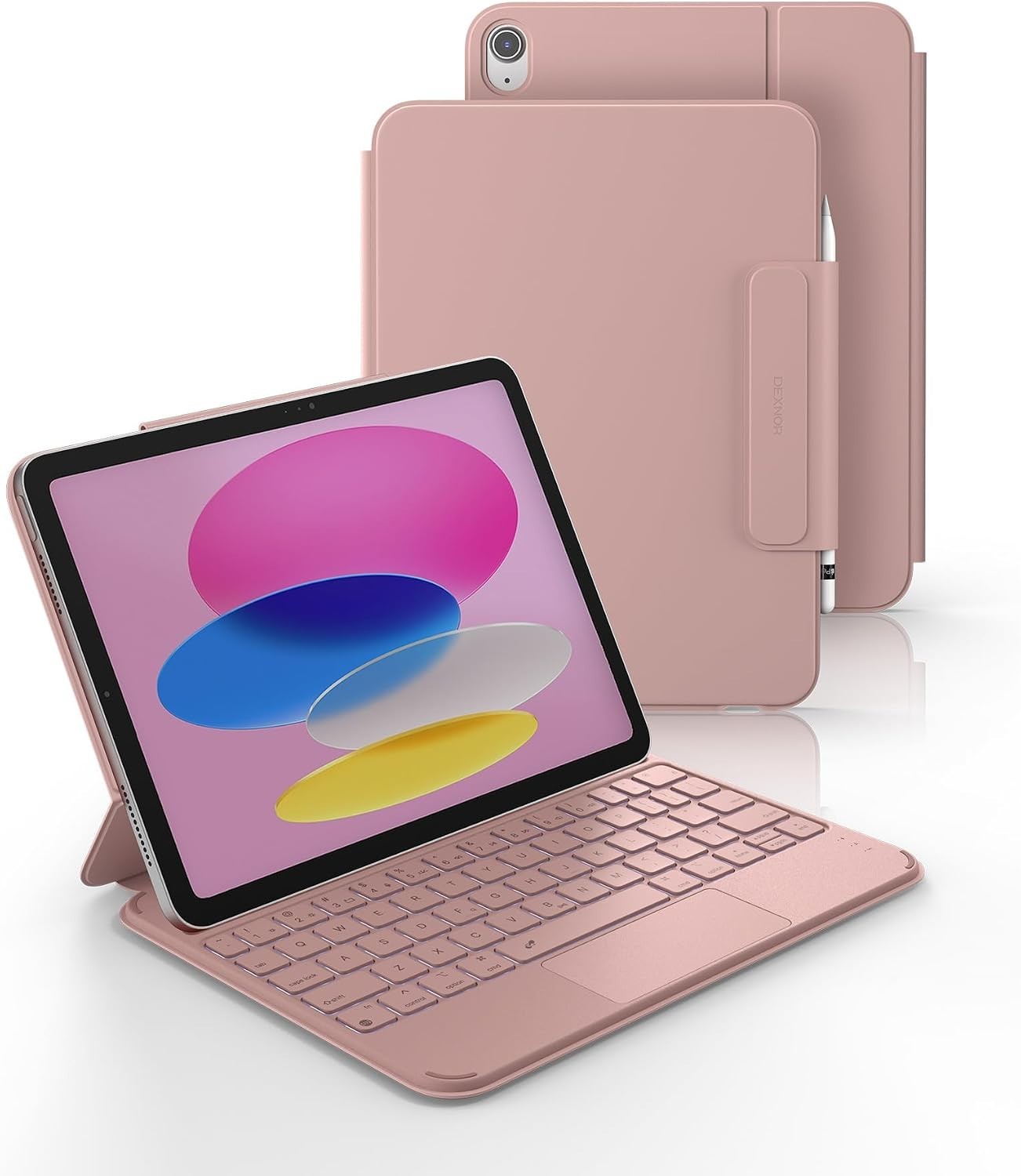 Dexnor for iPad (A16) 11th/10th Keyboard Magnetic Case, Trackpad, PRISTINE, Pink