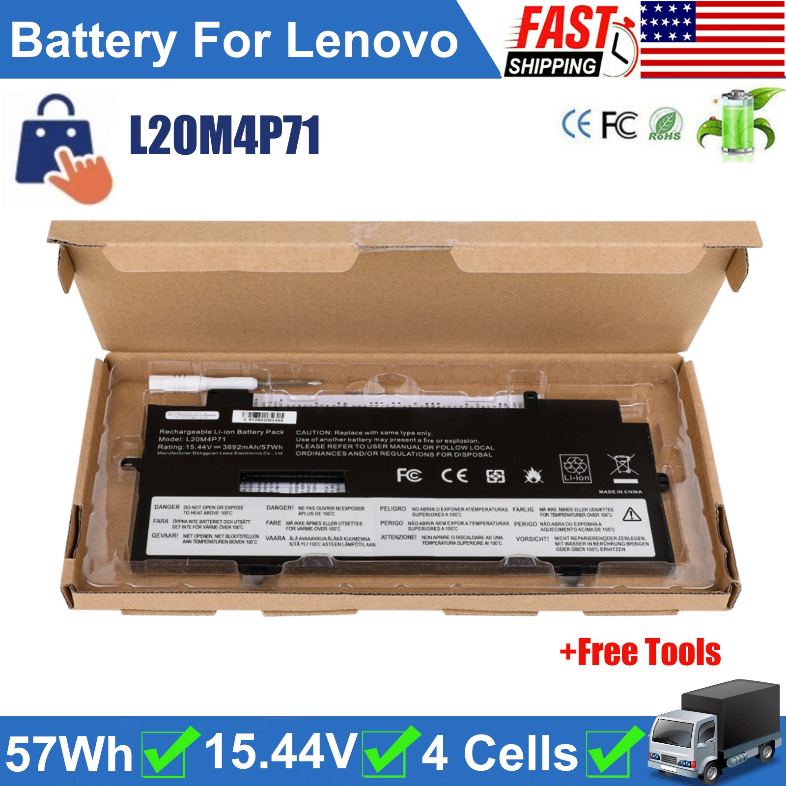 ✅L20C4P71 L20D4P71 L20M4P71 Battery for Lenovo ThinkPad X1 Carbon Gen 9/Gen 10
