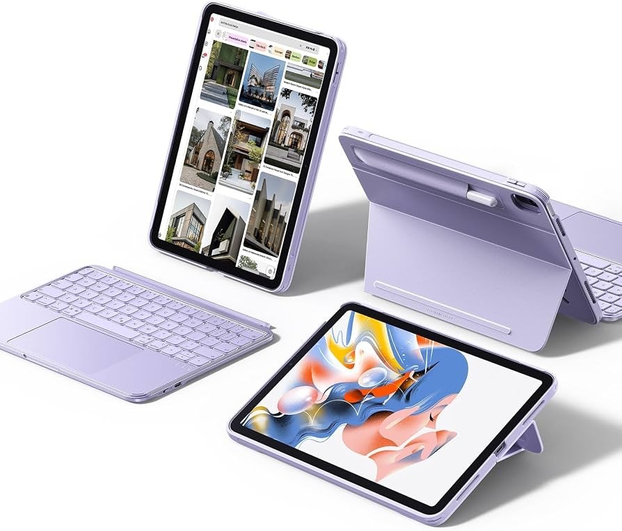 ESR  for iPad Air 11" Case with Keyboard M2, M3, M4, Air 5th/4th, Purple